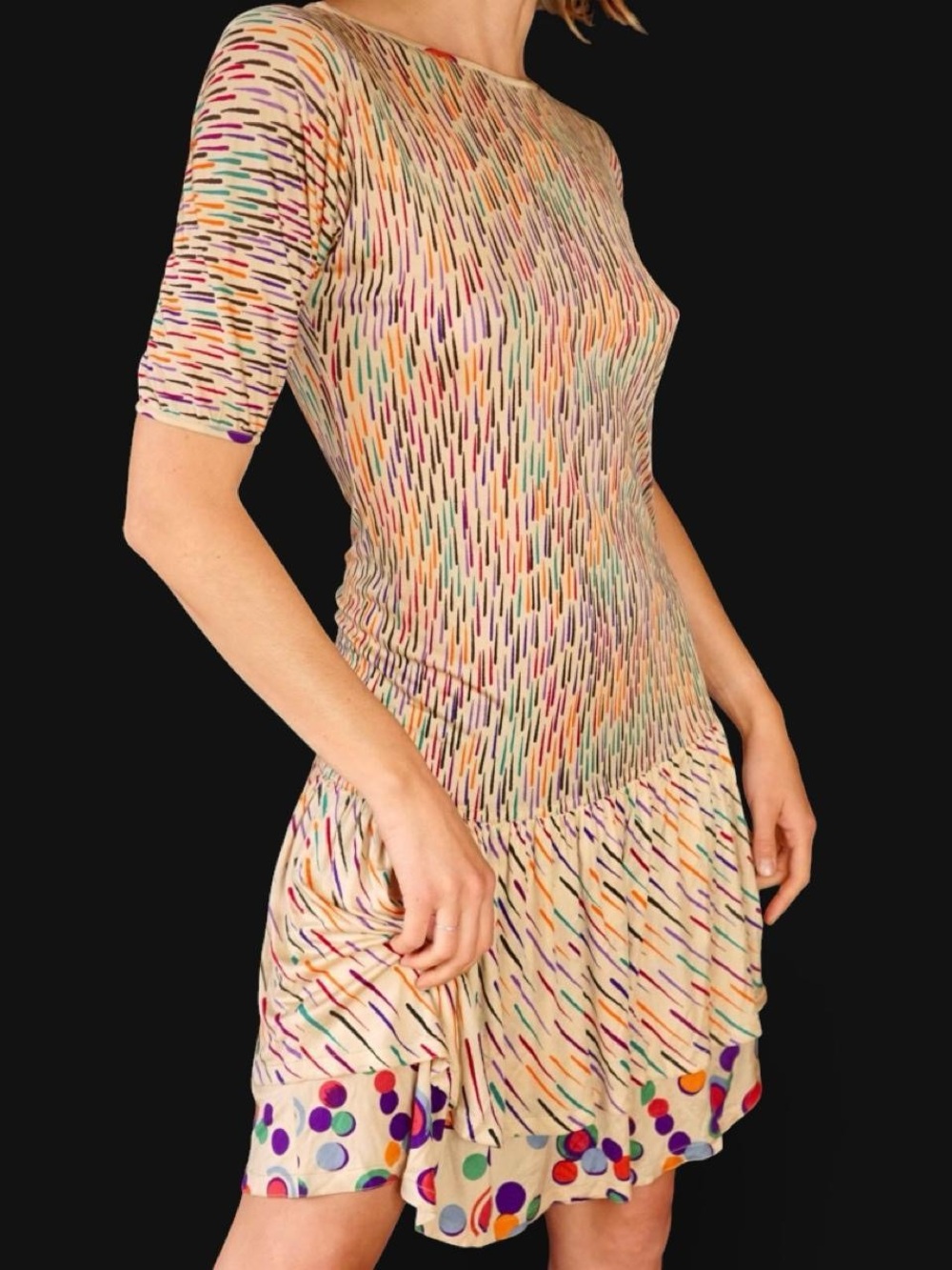 Vintage 70s Missoni multicoloured silk printed drop waist midi dress